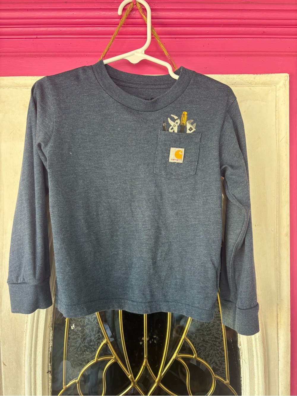 Carhartt Kids' Long-Sleeve Pocket Tee in Heather Gray